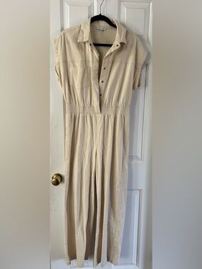 Hunter and Brown Cream Short-Sleeve Utility Jumpsuit